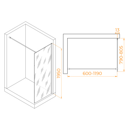 Душевая перегородка 80 см RGW WA-010 B Walk-in 351001008-24 матовое