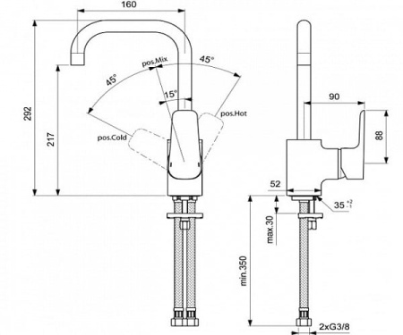 Смеситель для раковины Ideal Standard CeraPlan III B0708AA