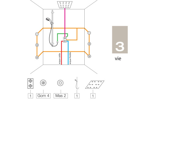 Смеситель для ванны темростатический на 2-5 потребителей Bossini Nobu INZ072.075 нержавеющая сталь матовая