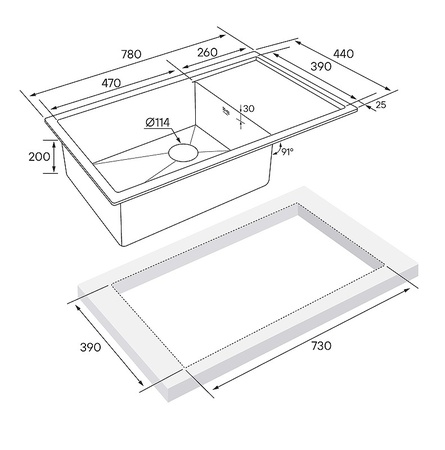 Кухонная мойка Paulmark  Wing PM217844-BS брашированная нерж.сталь