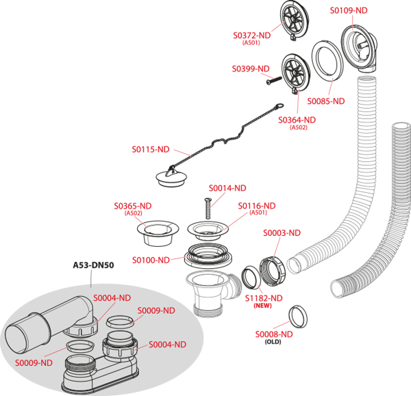 Слив-перелив для ванны AlcaPlast A501