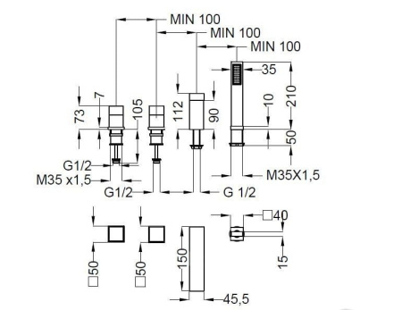 Смеситель для ванны Cezares Molveno MOLVENO-BVD-01-Cr