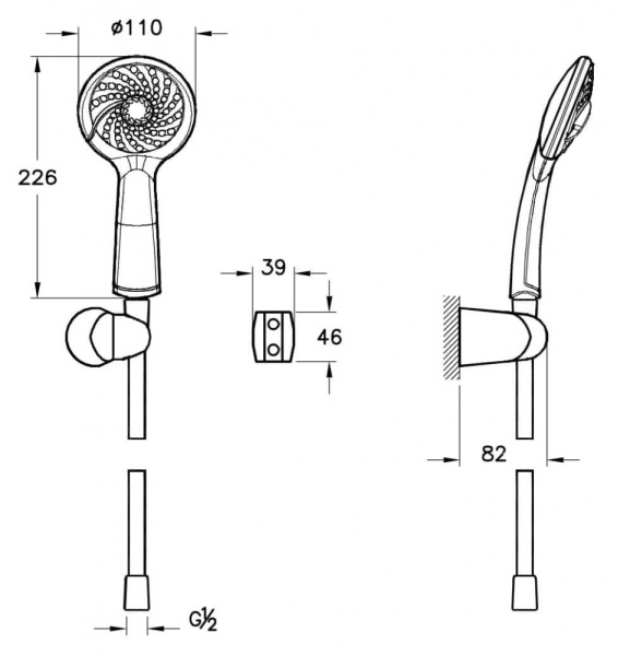 Набор встроенной душевой системы Vitra Solid S A49264EXP, хром 