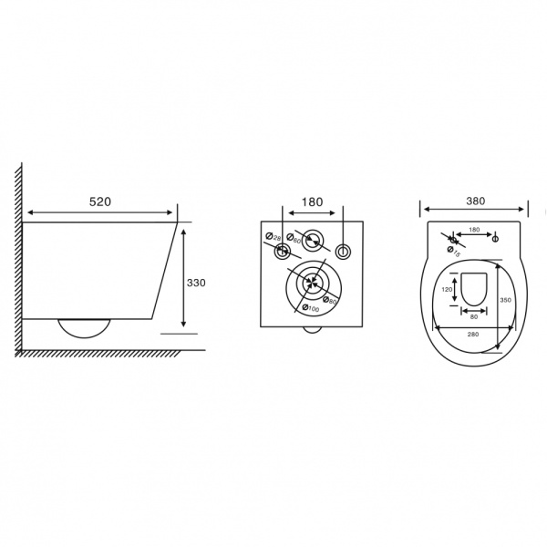 Унитаз ABBER Bequem AC1127 подвесной белый, безободковый