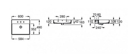 Раковина подвесная (60х49) Roca Inspira square  32752C640 оникс