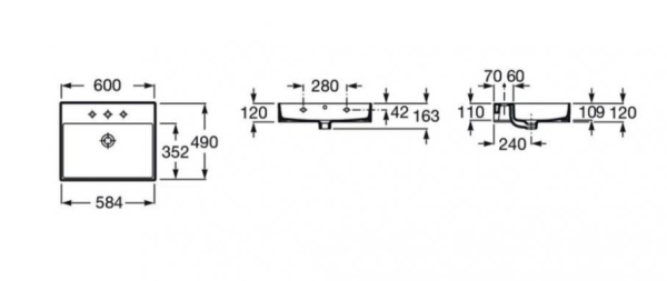 Раковина подвесная (60х49) Roca Inspira square  32752C640 оникс