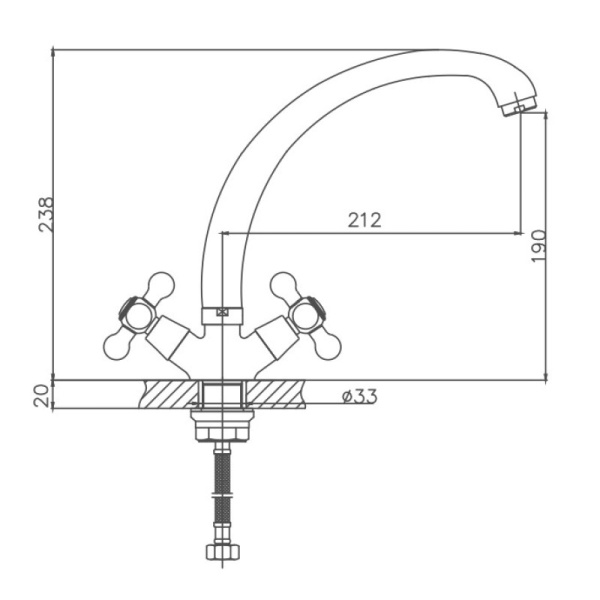 Смеситель для кухни Cron CN4219-2 Смеситель для кухни Cron CN4219-2