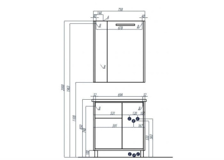 Зеркальный шкаф Акватон Брайтон 1A186102BR500