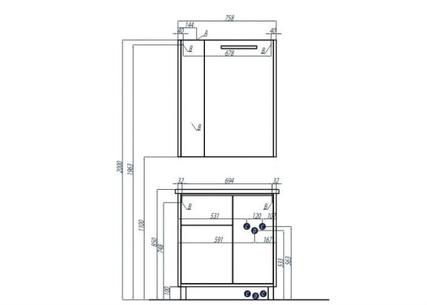 Зеркальный шкаф Акватон Брайтон 1A186102BR500
