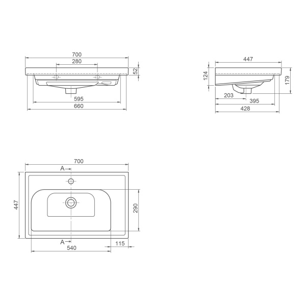 Умывальник мебельный Opadiris CeraStyle Frame 70 031100-u