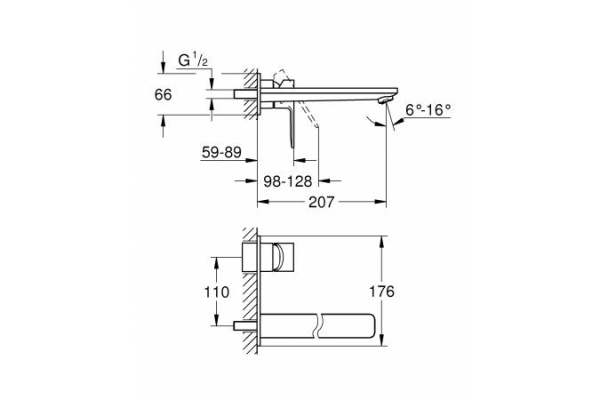 Смеситель для раковины на два отверстия Grohe Lineare New L-Size 23444 AL1 (23444AL1) темный графит матовый