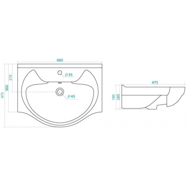Раковина 66x47,5 см Style Line Байкал ЛС-00000144
