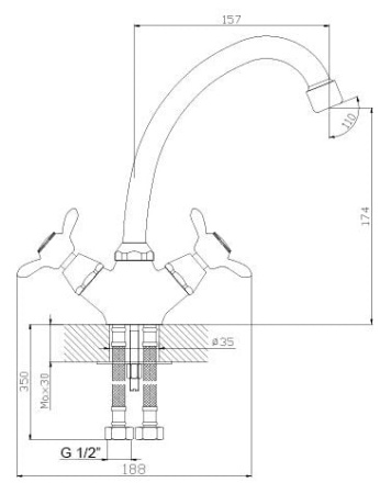 Смеситель для кухонной мойки Rossinka Q (Q02-71)