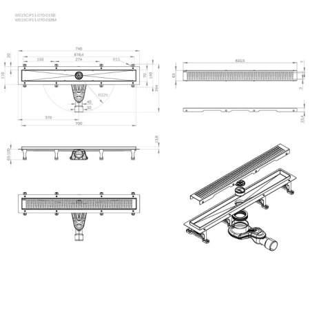 Душевой лоток 70 см Am.Pm MasterFlow W01SC-P11-070-01BM черный матовый