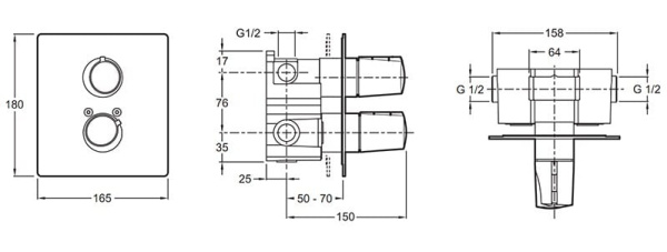 Встраиваемый термостатический смеситель для ванны/душа Jacob Delafon Symbol E71688-CP