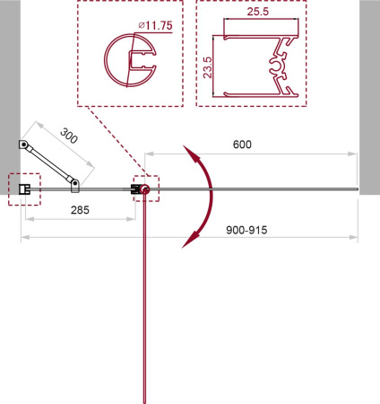 Душевая шторка на ванну (90х150) BelBagno UNO-V-11-90/150-C-Cr