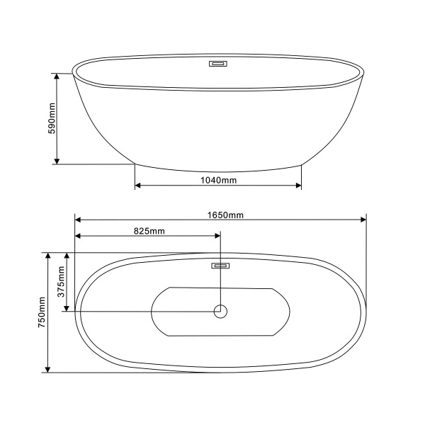 Ванна акриловая (165х75) Vincea VBT-509