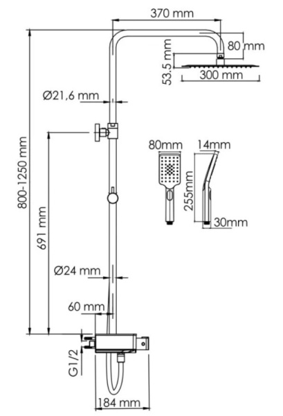 Душевая система WasserKRAFT BK11301CH Душевая система WasserKRAFT BK11301CH
