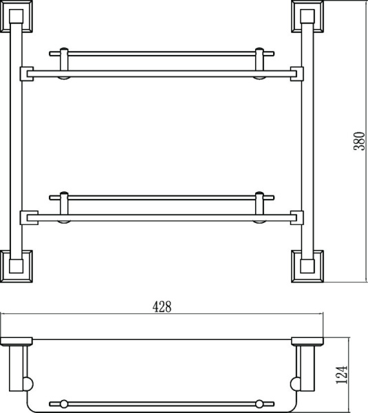 Полка прямая двойная стеклянная 40 см Savol 95 S-09522