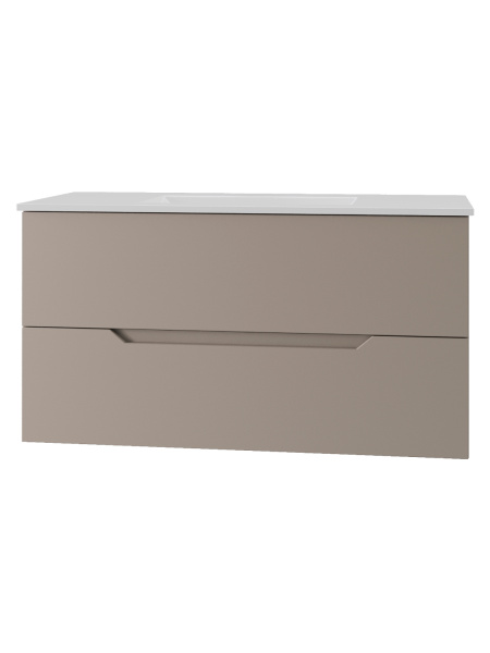 Тумба с раковиной подвесная Orange Line Li-100TuL+Ra латте матовый