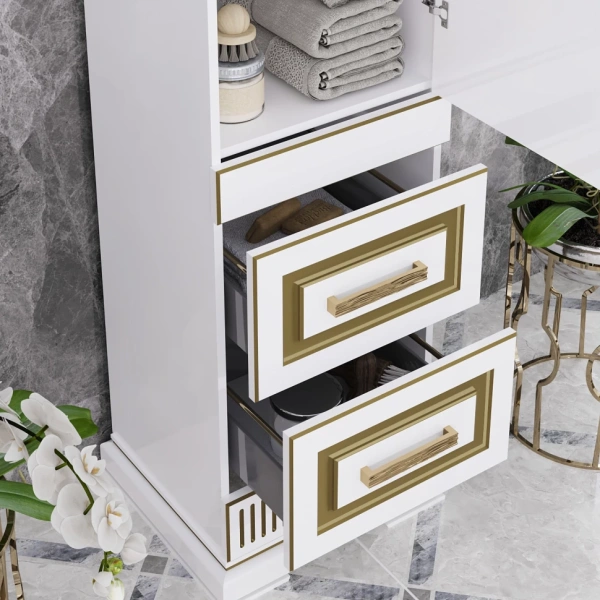 Пенал Opadiris Оникс правый Белый глянцевый с золотой патиной Z0000005742