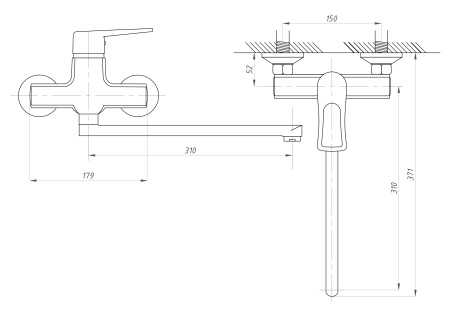 Смеситель для ванны ПСМ-Профсан ПЛЮС PSM-777-017