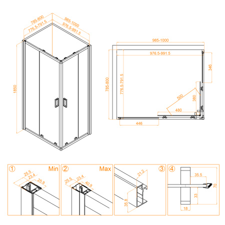 Душевой уголок (100х80) RGW Classic CL-44 32094480-11 прозрачное