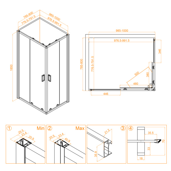 Душевой уголок (100х80) RGW Classic CL-44 32094480-11 прозрачное
