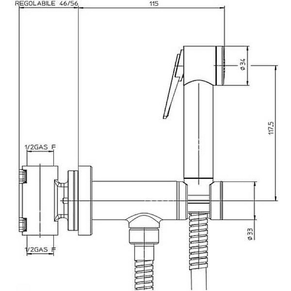 Гигиенический душ со смесителем Bossini Paloma Flat E37015B.030 хром
