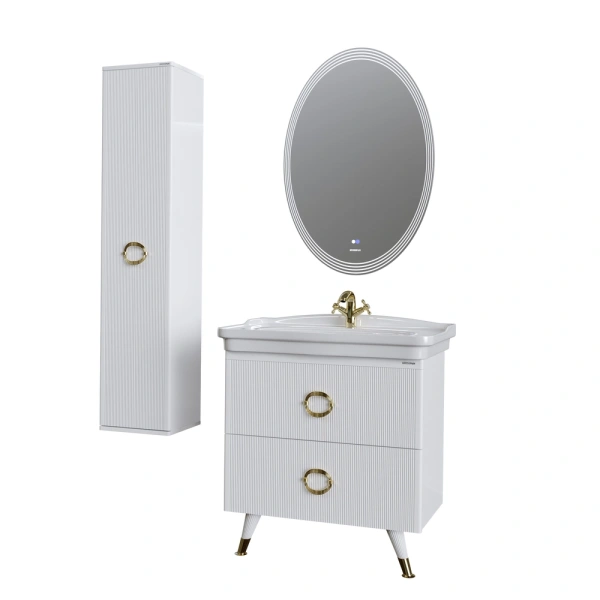 Тумба напольная Grossman АТРИО-85 см 108016 с 2-я ящ, белый глянец