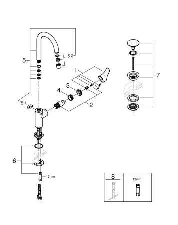 Смеситель для раковины с донным клапаном Grohe Eurosmart 23970 003 (23970003) хром 