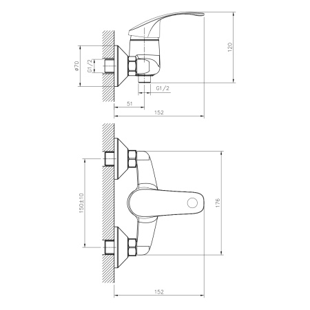 Смеситель для душа DECOROOM DR71 DR71055