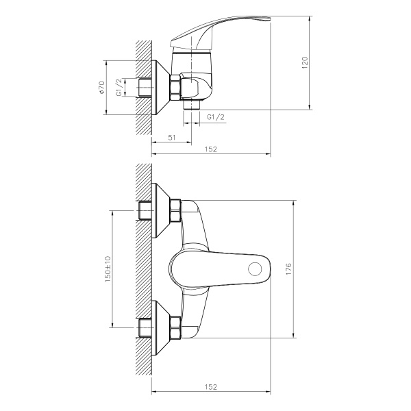 Смеситель для душа DECOROOM DR71 DR71055