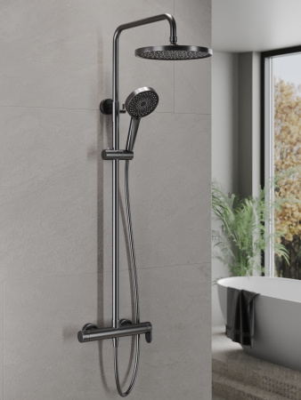 Душевая система с однорычажным смесителем для душа AGGER Sweet A2791255 оружейная сталь матовая