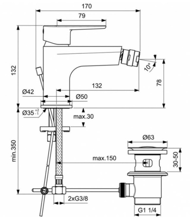 Смеситель для биде Ideal Standard CERAFINE O BC705XG