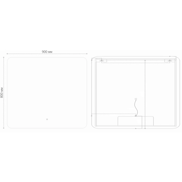 Зеркало (90х80) Grossman ELEGANS-промо 1790801 LED с сенсорным выключателем