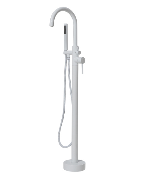 Смеситель для ванны однорычажный напольный с душевым набором Orange Steel M99-336w белый