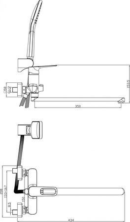Смеситель для ванны Rossinka (RS46-32)