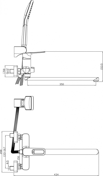 Смеситель для ванны Rossinka (RS46-32)