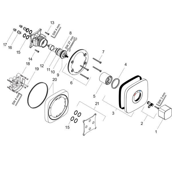 Термостат для душа встраиваемый Hansgrohe Ecostat E 15706000