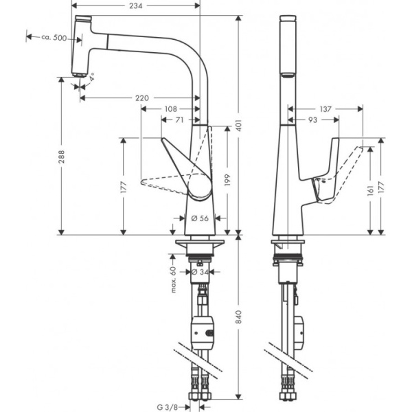 Смеситель для кухни Hansgrohe Talis Select M51 72826000, хром