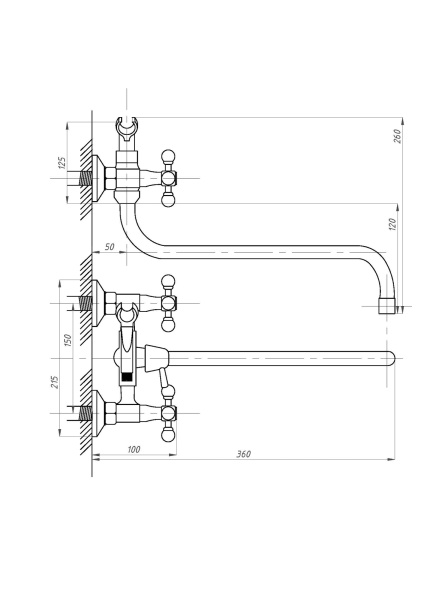 Смеситель для ванны ПСМ-Профсан  СТАНДАРТ-А PSM-165-89