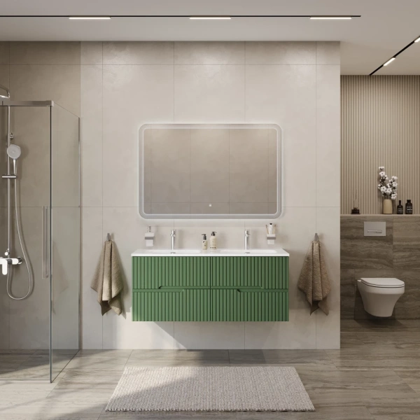 Тумба под раковину Cezares DUET-N-1200-4C-SO-2-PS-P Фисташковый софт