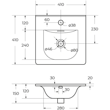 Раковина (41х40) BelBagno BB-8099-3-40  белый
