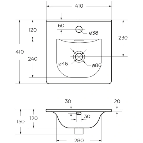 Раковина (41х40) BelBagno BB-8099-3-40  белый