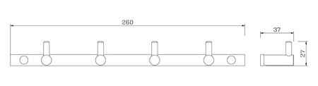 Планка настенная узкая 4 крючка RUSH Bianki BI76242