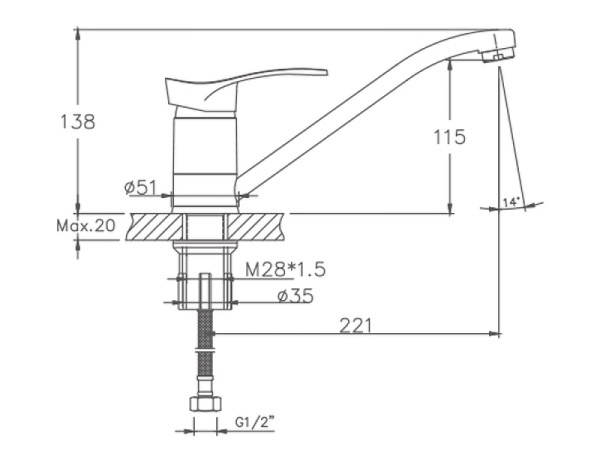 Смеситель для кухни Cron CN4901 Смеситель для кухни Cron CN4901