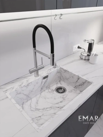 Кухонная мойка (66х50) EMAR EMB-660(TOP) White Elegant