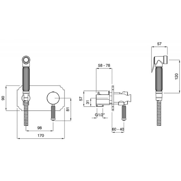Гигиенический набор Cezares Olimp OLIMP-DIF-01-L