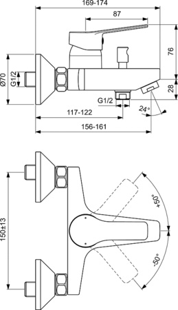 Смеситель для ванны Ideal Standard Entella BC236AA